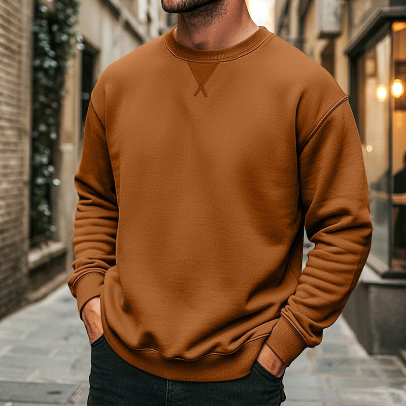 Mens classic crew neck sweatshirt in rust