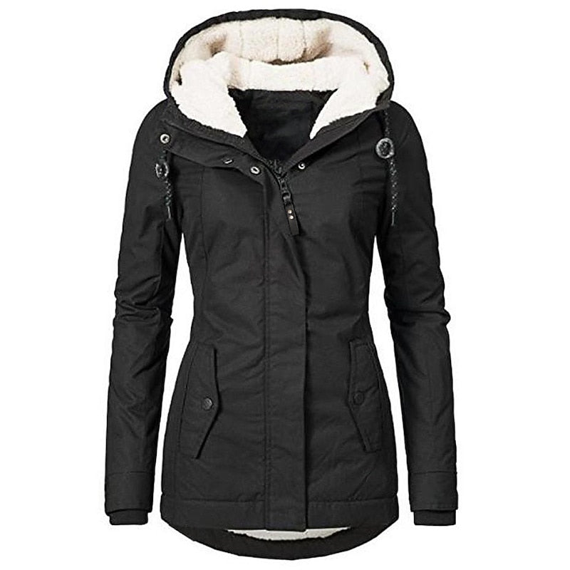 Holly | Zip Hooded Faux Fur Lined Jacket