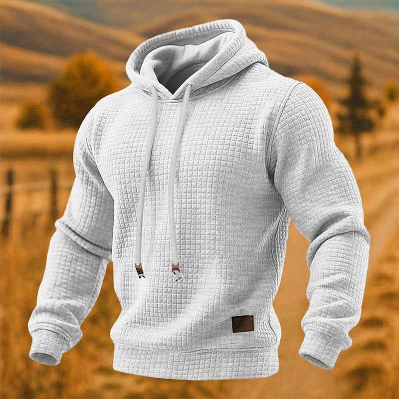 Frank mens waffle knit pullover hoodie